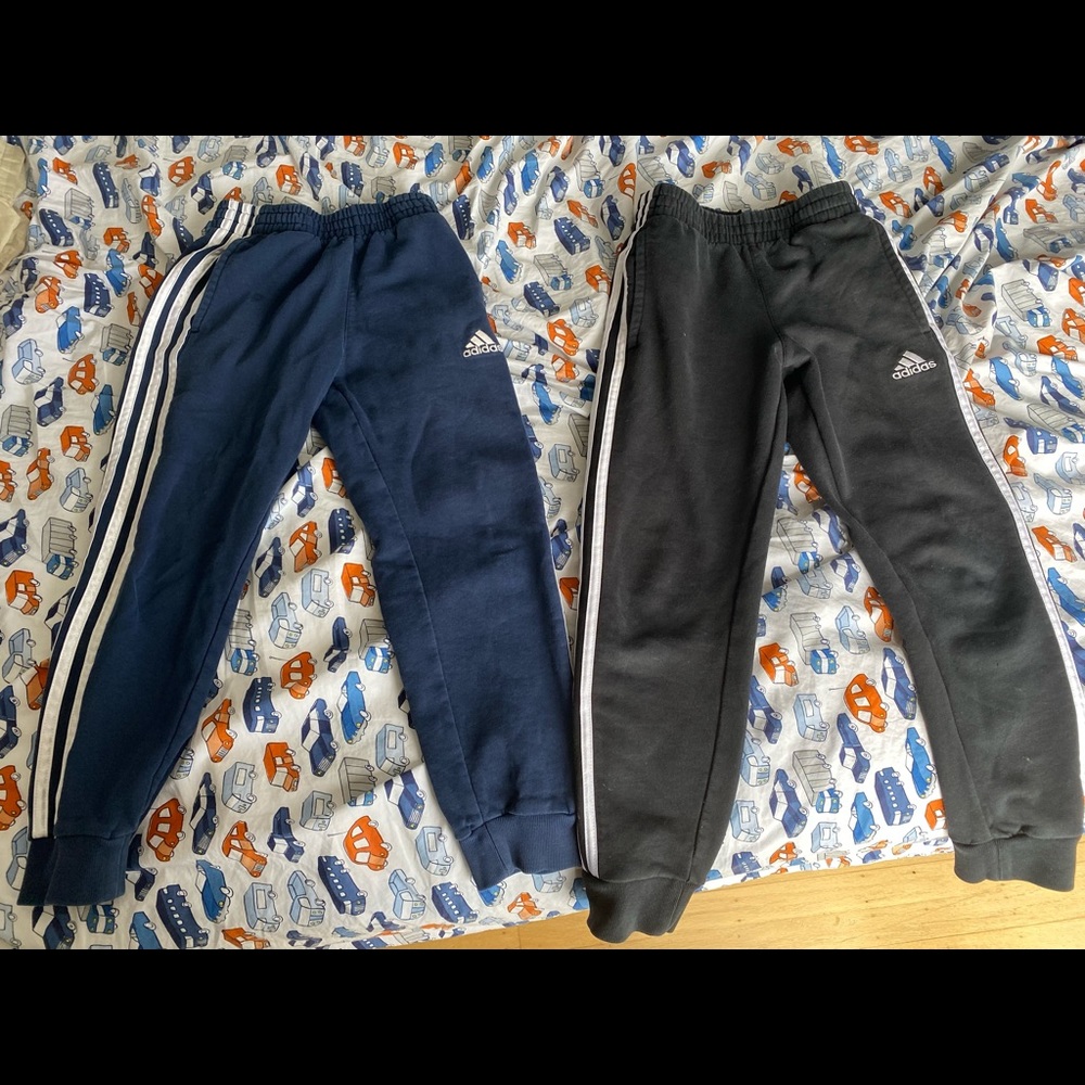 Two Boys Adidas fleece pants (blue and black)